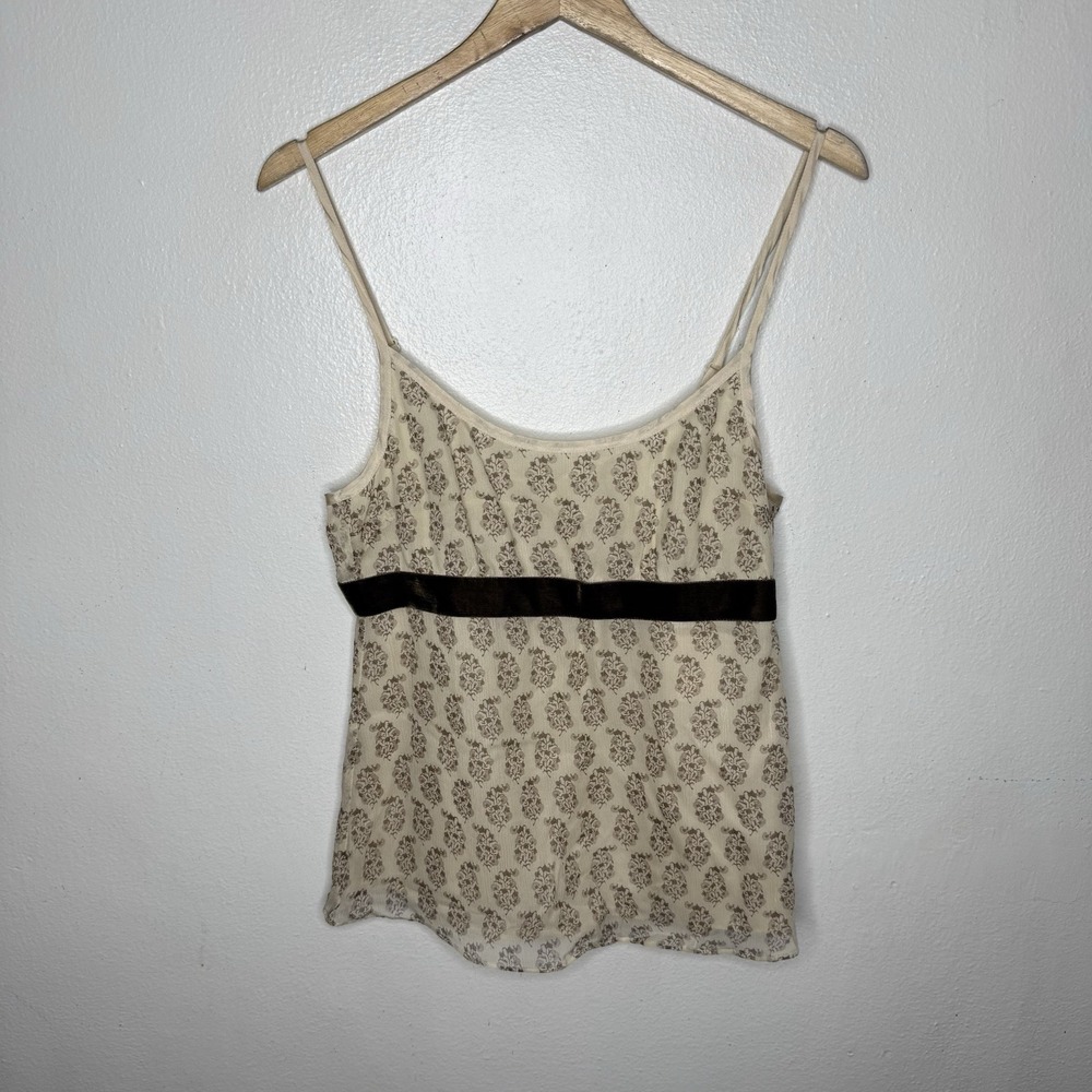 New Abercrombie And Fitch Silk Babydoll Cami Tank Top Velvet Trim Womens‎ Large
